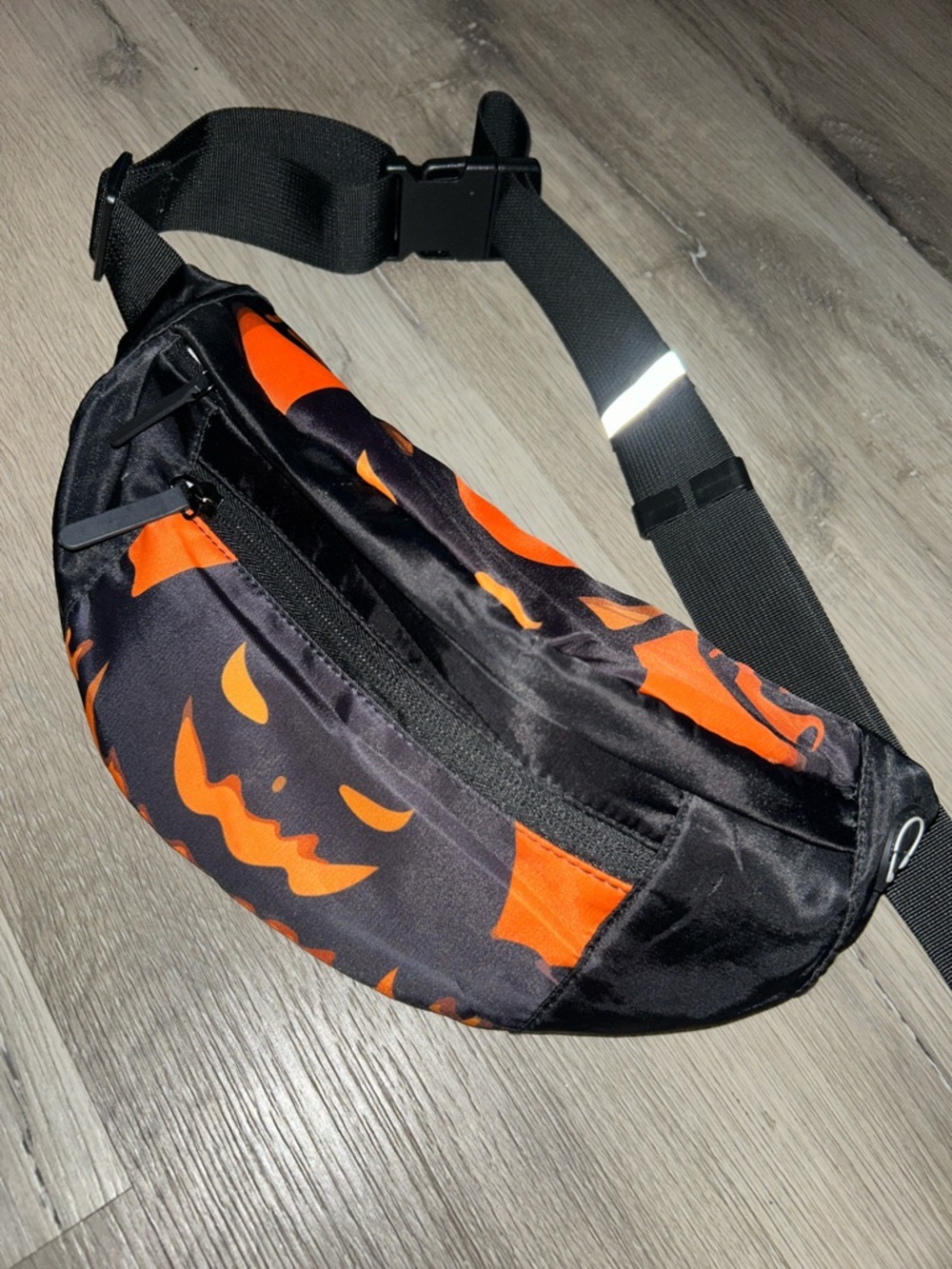 Black & Orange Pumpkin Print Waist Bag Fanny Pack